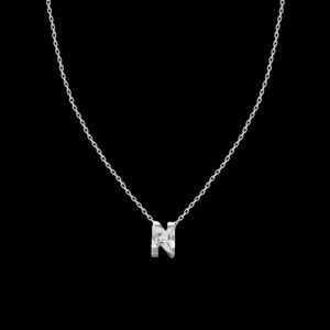 Crystal & Silvertone with Swarovski Alphabet Personalized Necklace -18" Letter-N